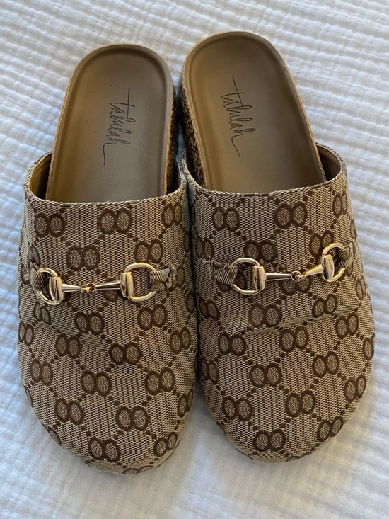 Shop Talulah Shoes - Talulah | Canvas Horsebit Slides